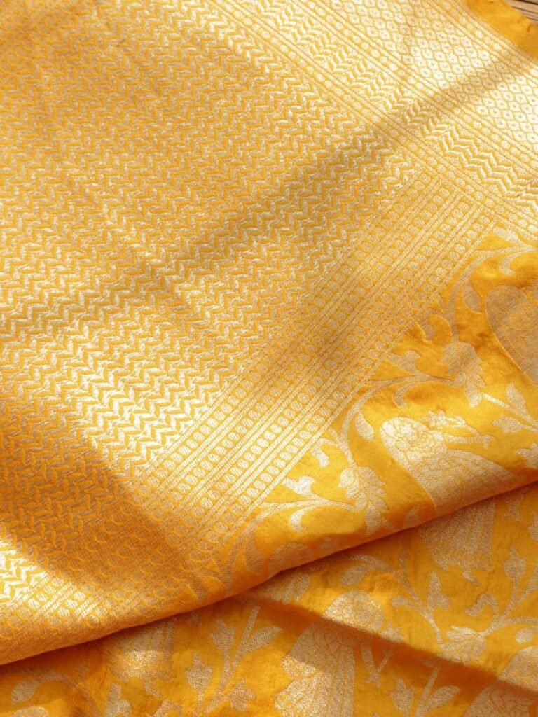 yellow-pure-silk-banarsi-brocade-dupatta at Shilphaat.com
